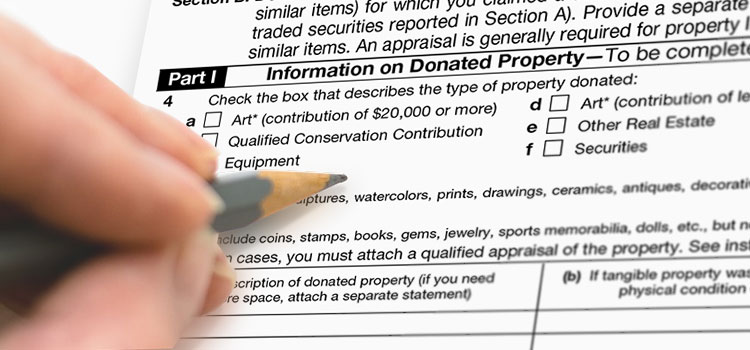 Filling out a form on donation property